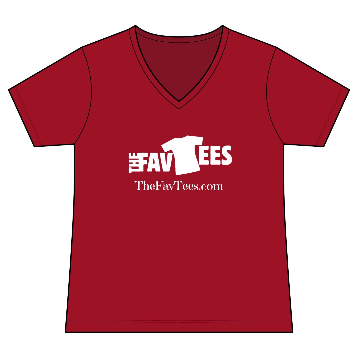 Women's V-Neck Tee - TheFavTees Logo & QR Code