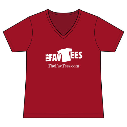 Women's V-Neck Tee - TheFavTees Logo & QR Code