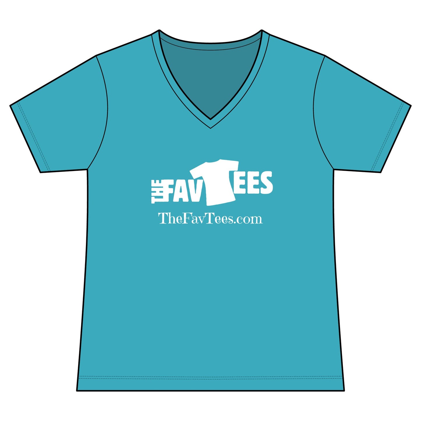Women's V-Neck Tee - TheFavTees Logo & QR Code