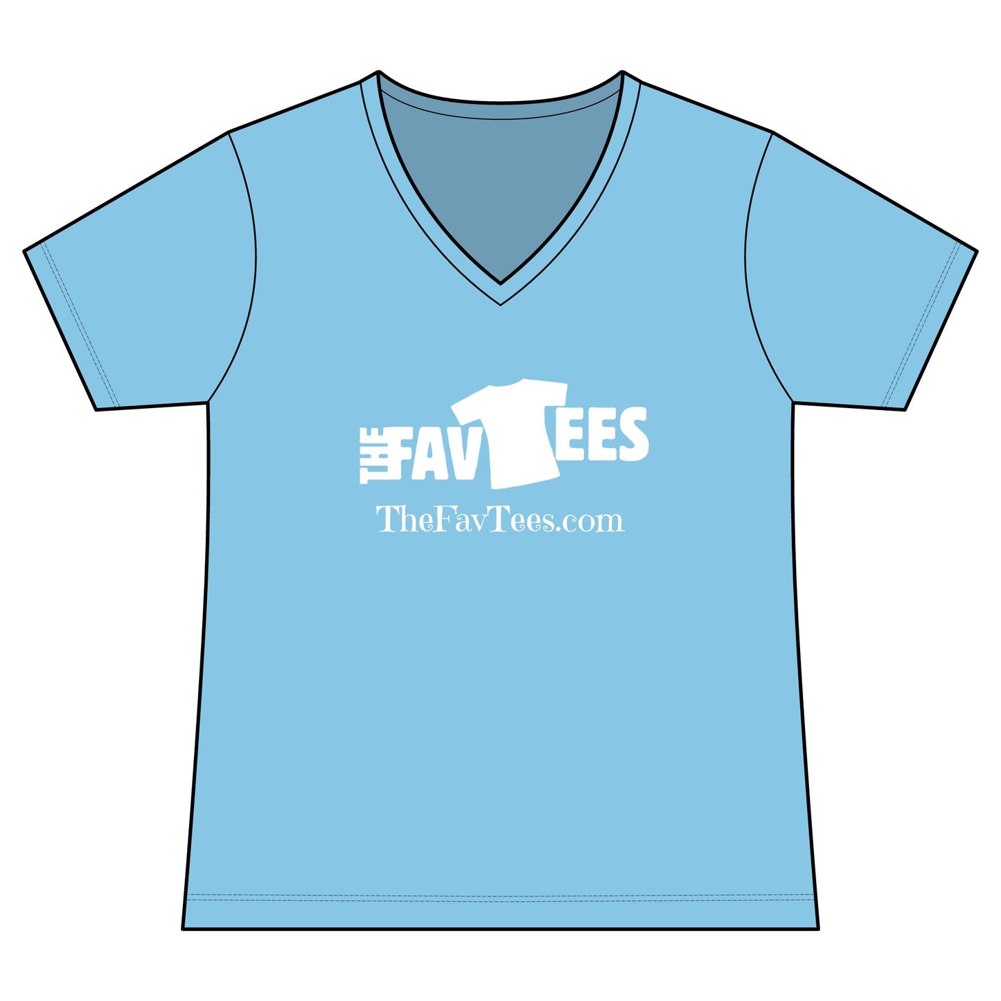 Women's V-Neck Tee - TheFavTees Logo & QR Code