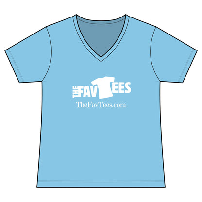 Women's V-Neck Tee - TheFavTees Logo & QR Code