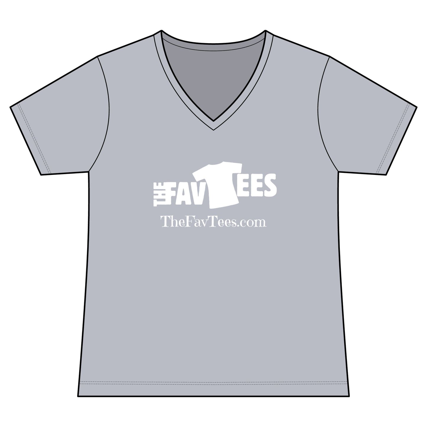 Women's V-Neck Tee - TheFavTees Logo & QR Code
