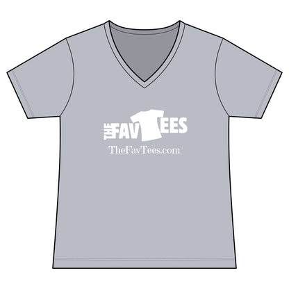 Women's V-Neck Tee - TheFavTees Logo & QR Code