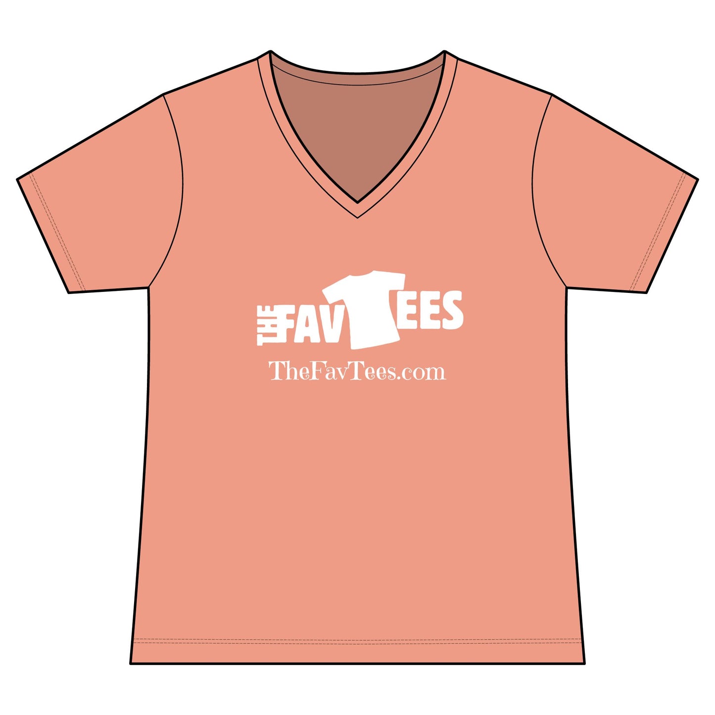 Women's V-Neck Tee - TheFavTees Logo & QR Code