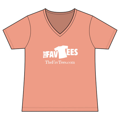 Women's V-Neck Tee - TheFavTees Logo & QR Code