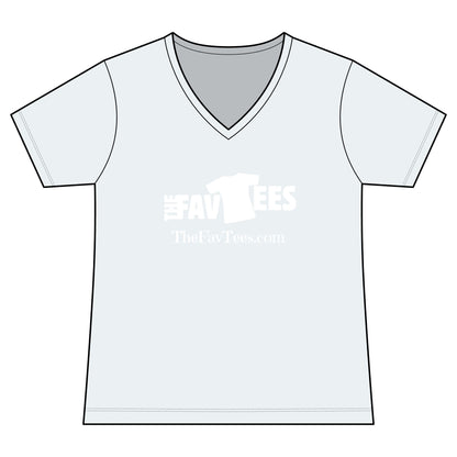Women's V-Neck Tee - TheFavTees Logo & QR Code