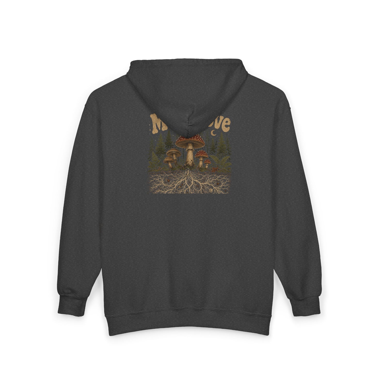 Mush Love Zip Hoodie - Mycelium Forest Full‑Zip Sweatshirt