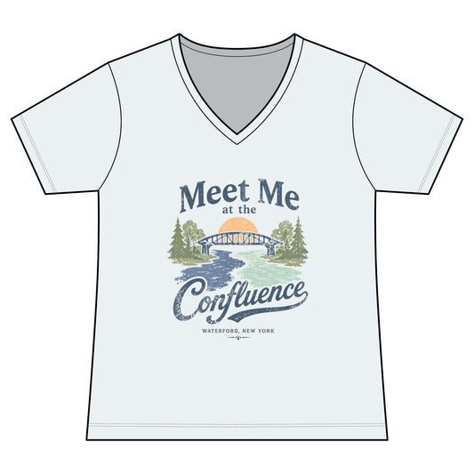 Women's Graphic V‑Neck Tee — "Meet Me at the Confluence"