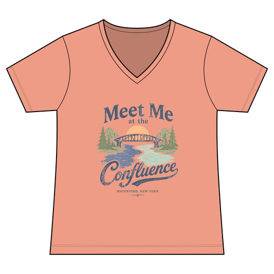 Women's Graphic V‑Neck Tee — "Meet Me at the Confluence"