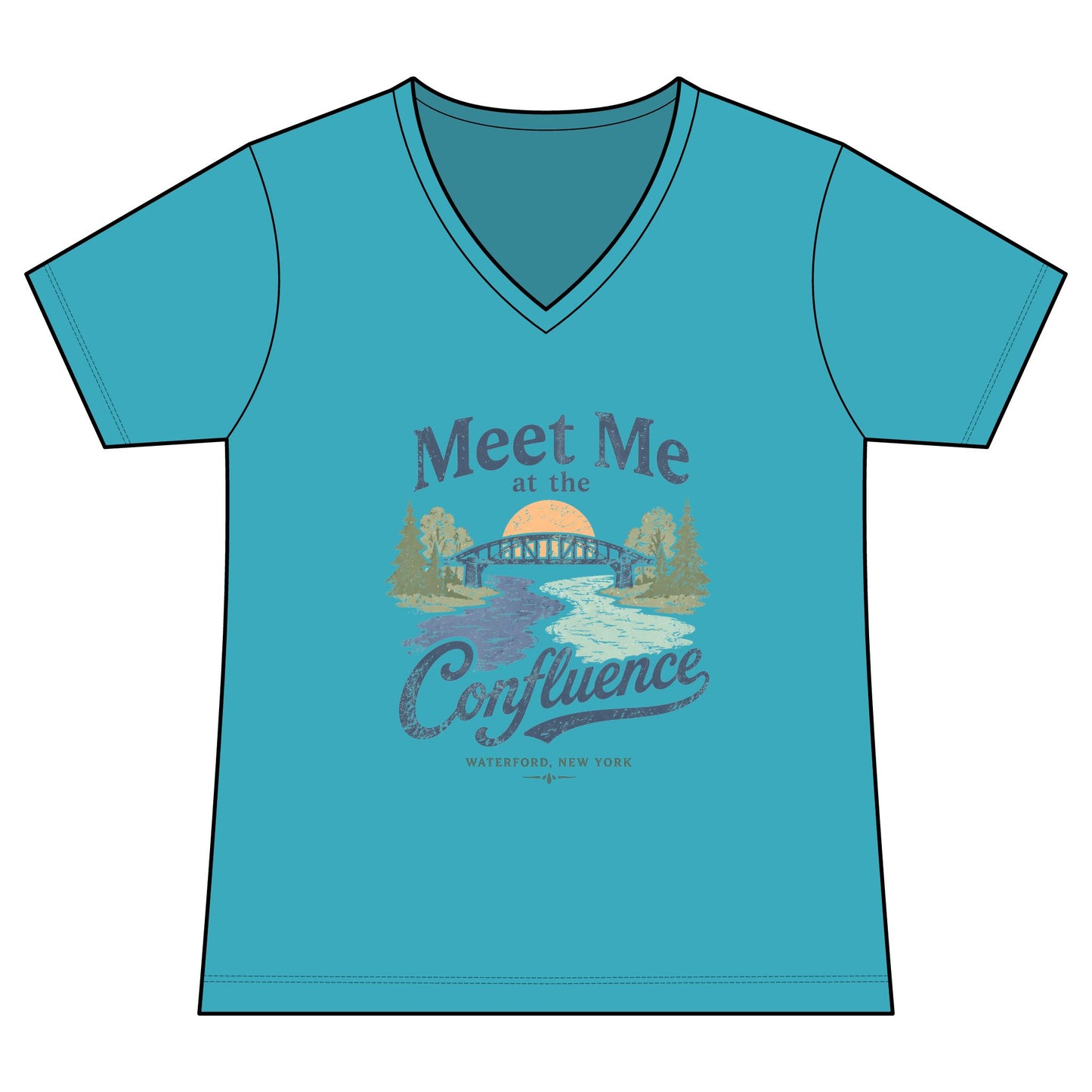 Women's Graphic V‑Neck Tee — "Meet Me at the Confluence"