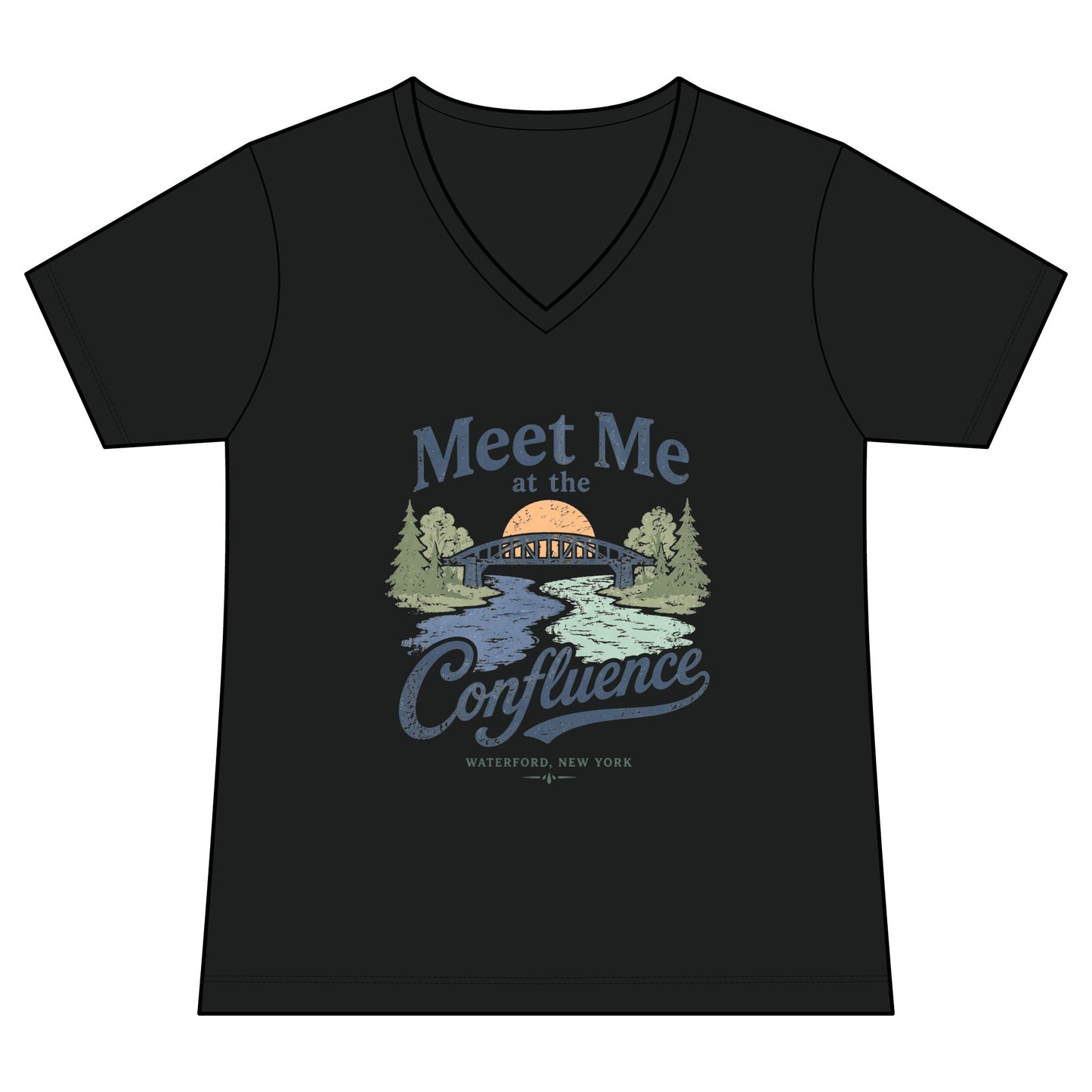 Women's Graphic V‑Neck Tee — "Meet Me at the Confluence"