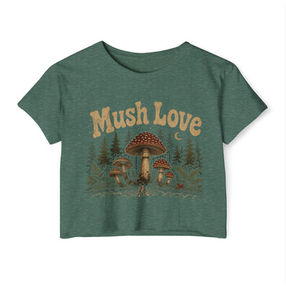 Mush Love Crop Top - Mushroom Graphic Tee for Women